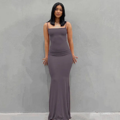 Dresses for Spaghetti Strap Black Long Dress Evening Y2k Sleeveless Skinny Bodycon Maxi Vestidos