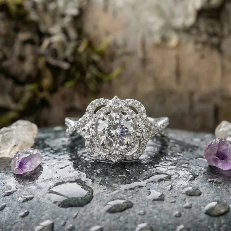 Elegant Crystal Halo Ring