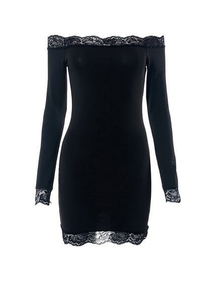 Black Lace Bandeau Slim Mini Dress