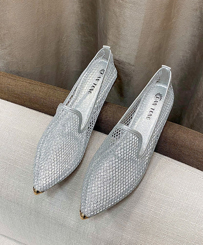 Comfortable Flat Feet Shoes Black Pointed Toe Hollow Out