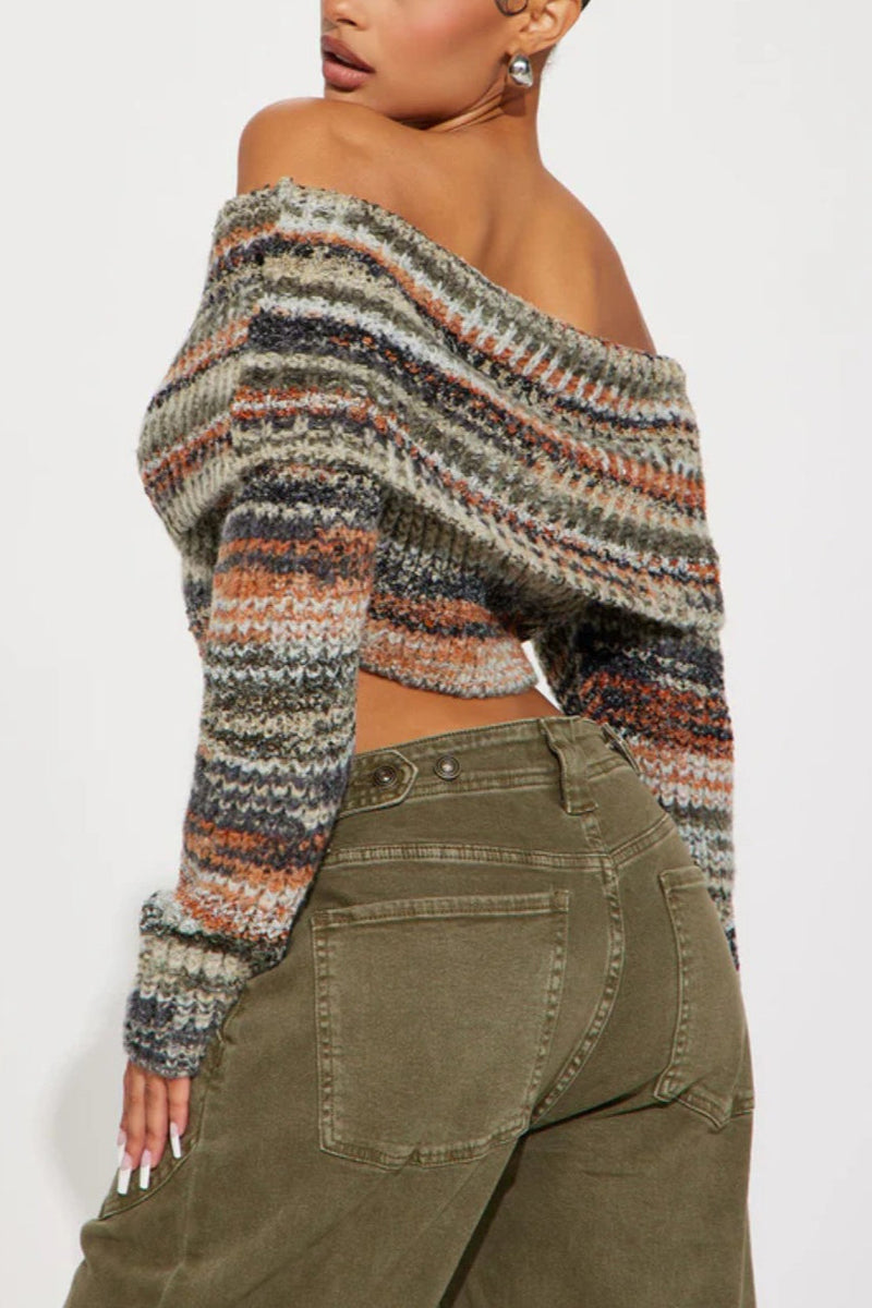 Color Block Off Shoulder Blouse