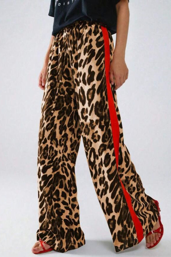 Leopard Print Relaxed Wide Leg Pants