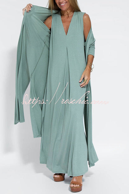 Is Eternal Knit Color Sleeveless Slit Maxi Dress