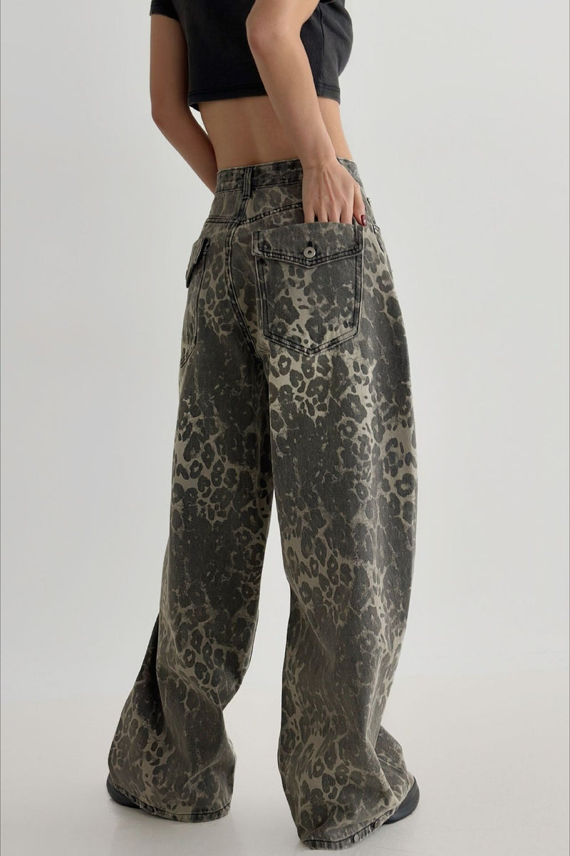 Leopard High Waist Wide Leg Pants