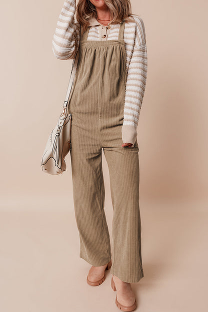 Color Pocketed Corduroy Overall