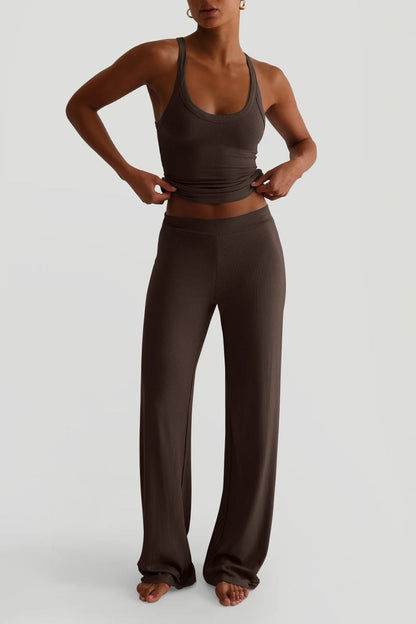 Sporty Tank Top Palazzo Pants Set