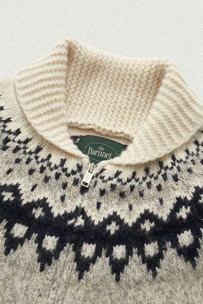 Color Block Turn-down Collar Loose Sweater