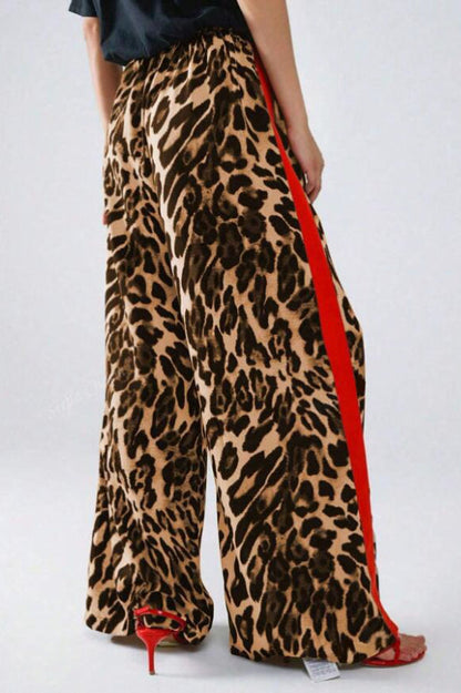 Leopard Print Relaxed Wide Leg Pants