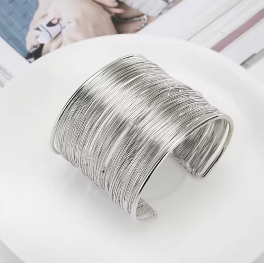 Retro Open Cuff String Silver