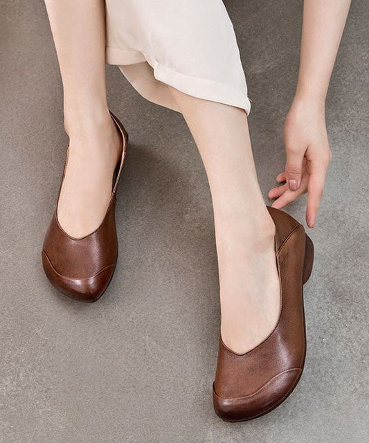 Soft Cowhide Leather Flat Shoes for Splicing Flat Feet Shoes
