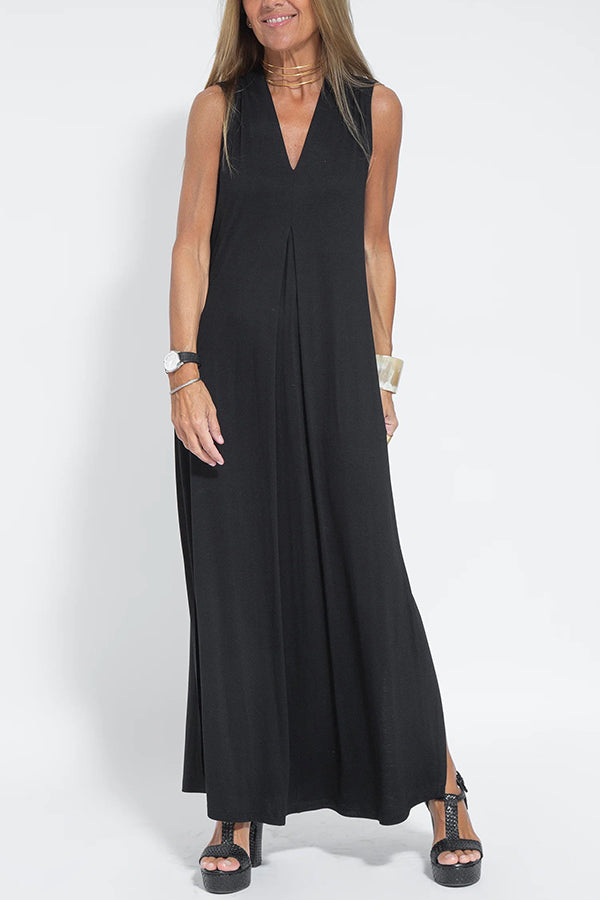 Is Eternal Knit Color Sleeveless Slit Maxi Dress