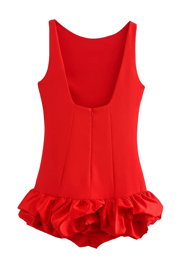 Born to Party Satin Patchwork Cloud Shape Wide Neck Mini Dress
