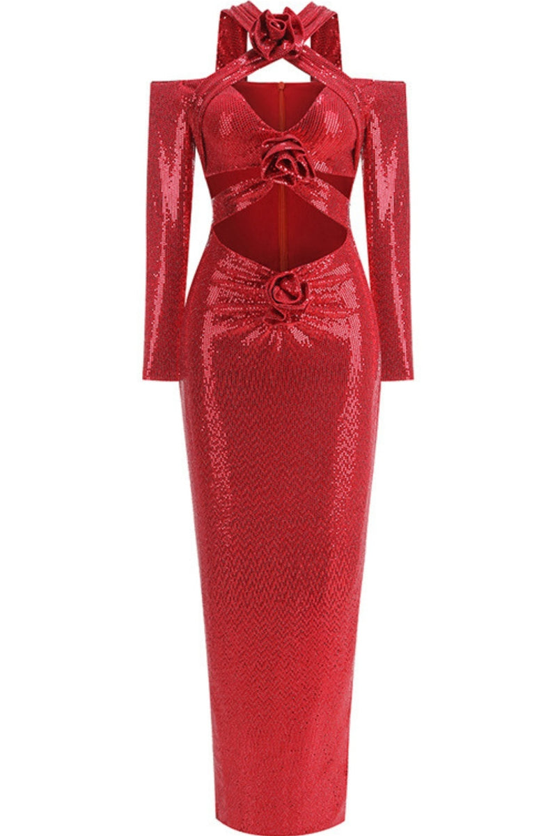 Sylvia Sequin Cutout Maxi Dress