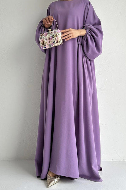 Puff Sleeve Color Maxi Dress