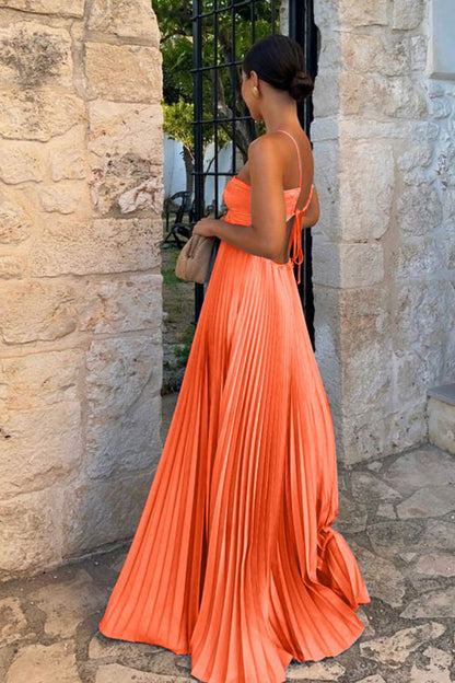 Halterneck Cutout Pleated Maxi Dress