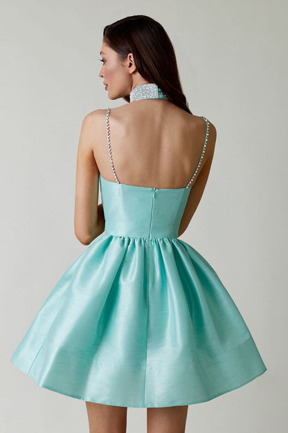 Sweet High-waist Ruched Fluffy Mini Dress