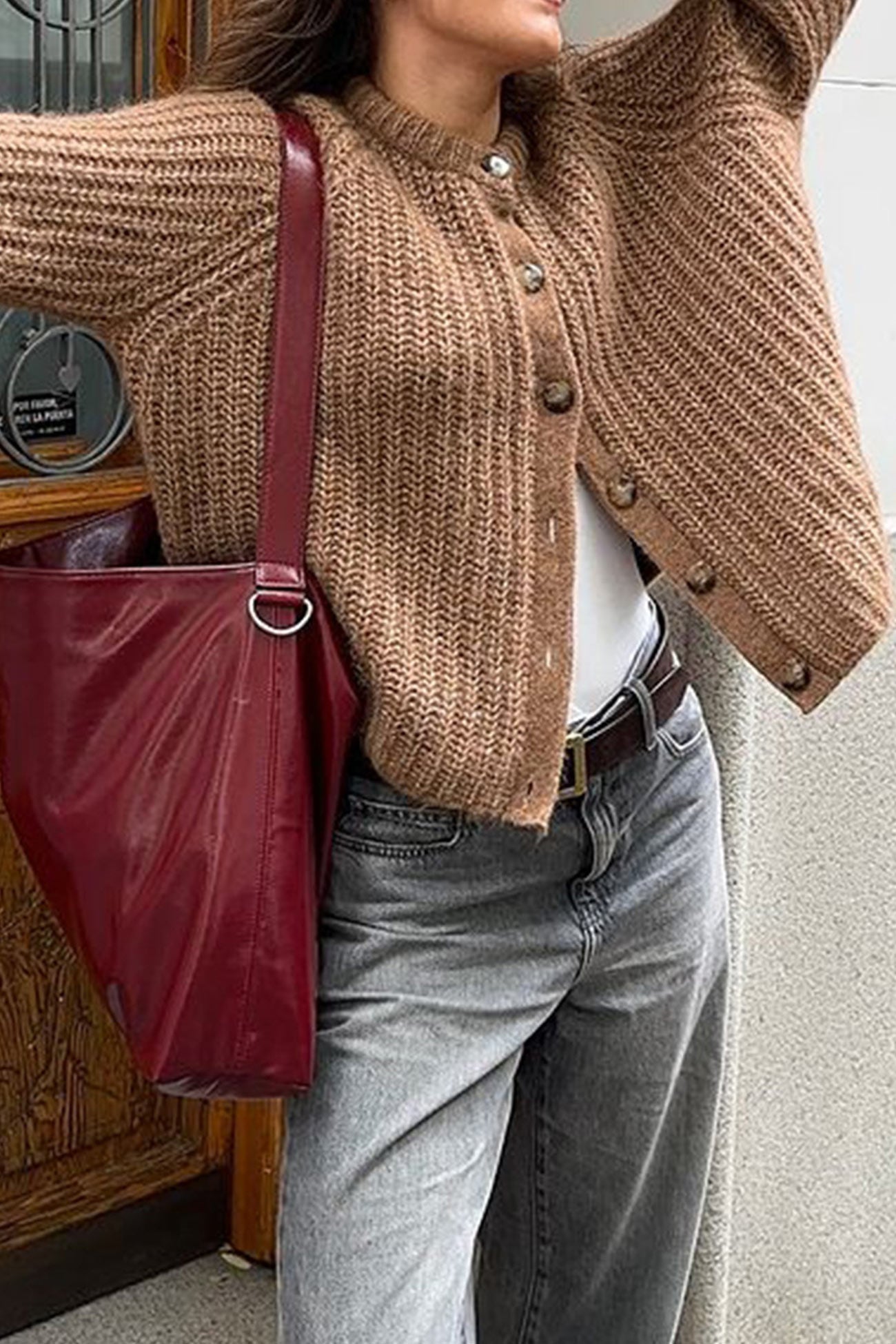 Color Lantern Sleeve Short Cardigan