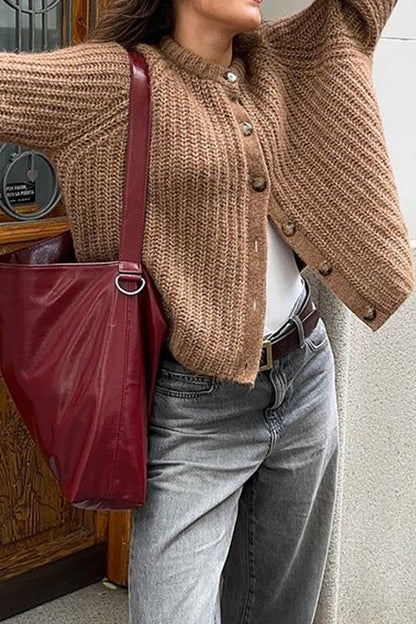 Color Lantern Sleeve Short Cardigan