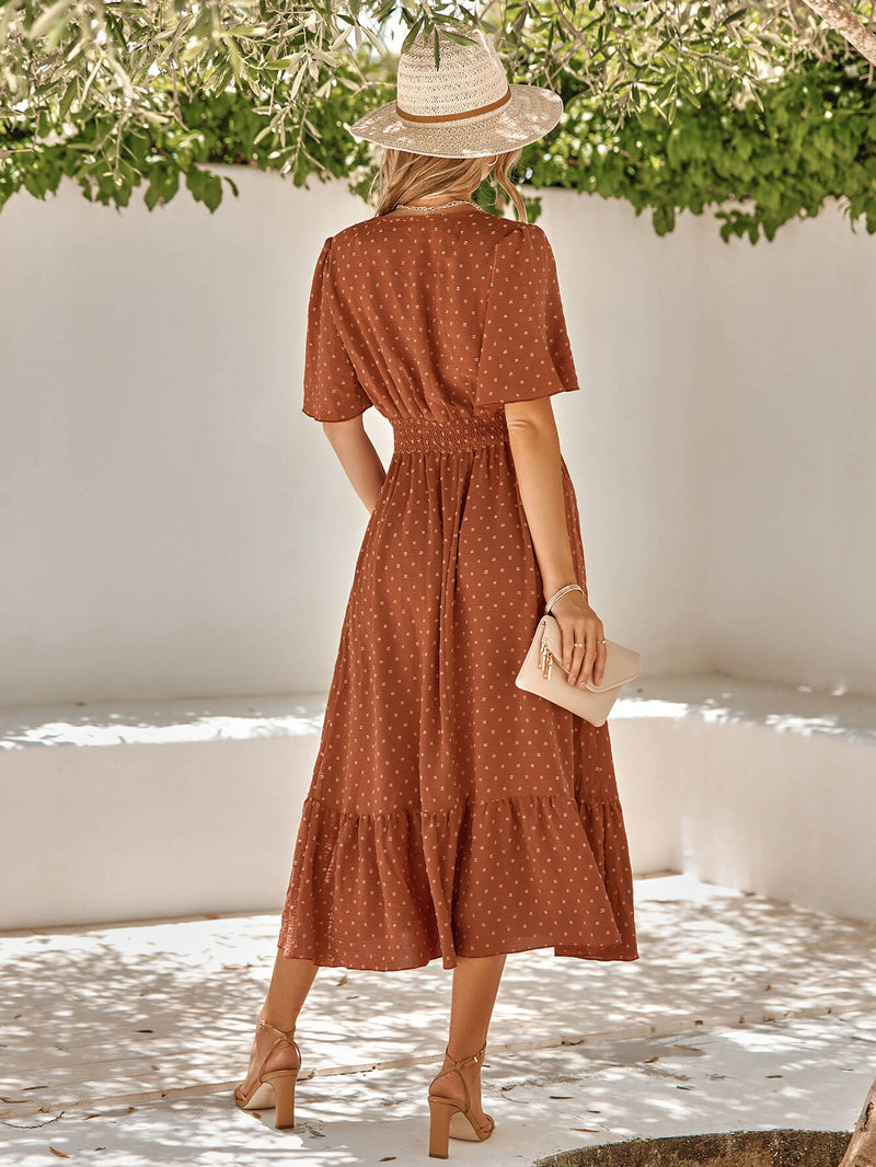 Sweetest One Poppies Short Sleeve Maxi Dress - Brick