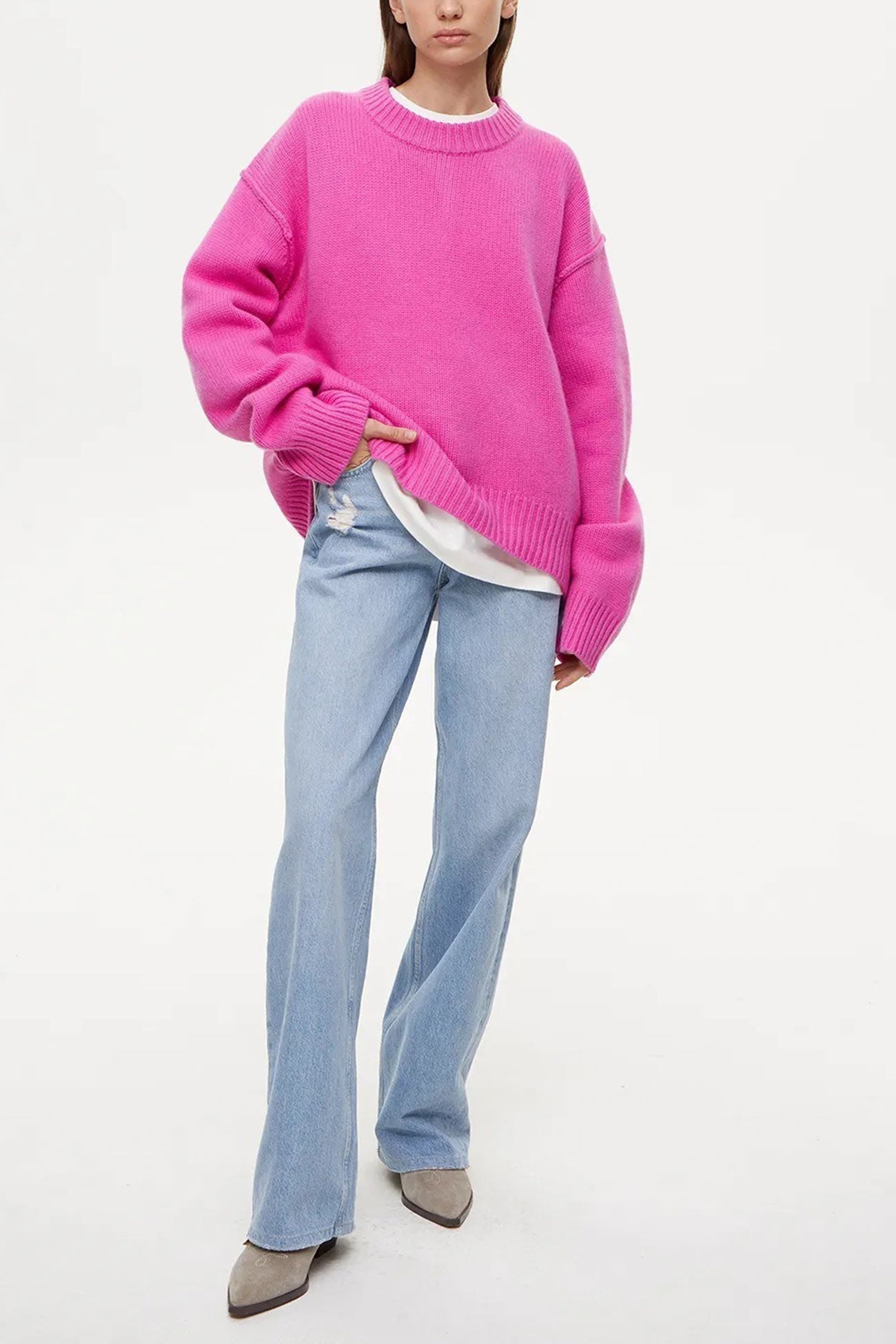 Round Neck Color Pullover Sweater