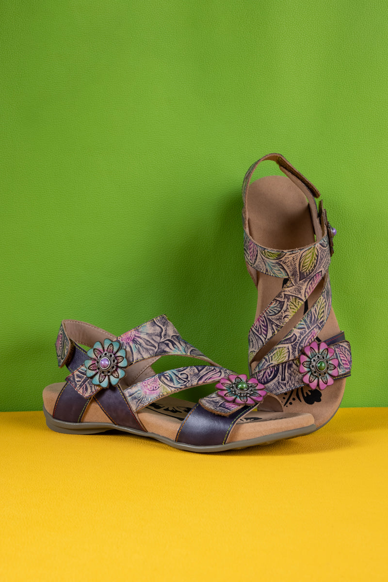 Soffia | Celine Abstract Leather Footbed Sandal