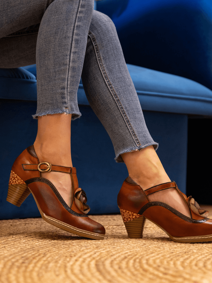 Soffia | Meet Me Under Rose Leather T-strap Sandal