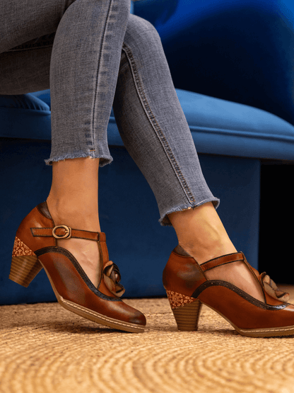 Soffia | Meet Me Under Rose Leather T-strap Sandal