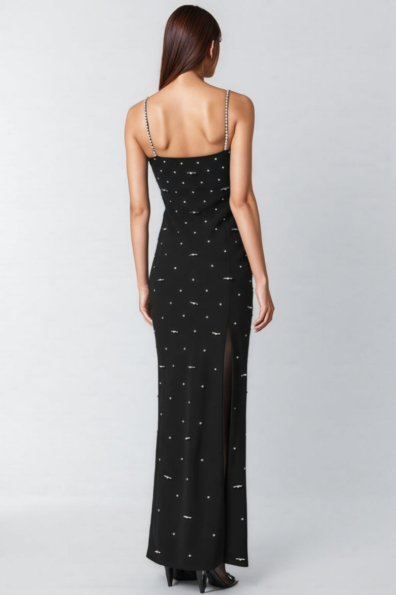 Tavib Beaded Backless Strapless Maxi Dress