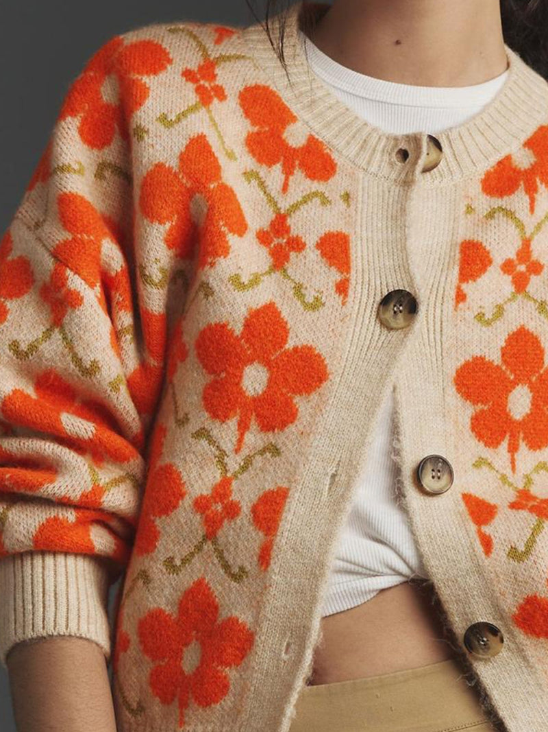 Long Sleeve Jacquard Cardigan