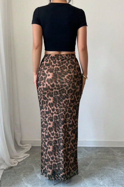 Mesh High Waist Split Skirt