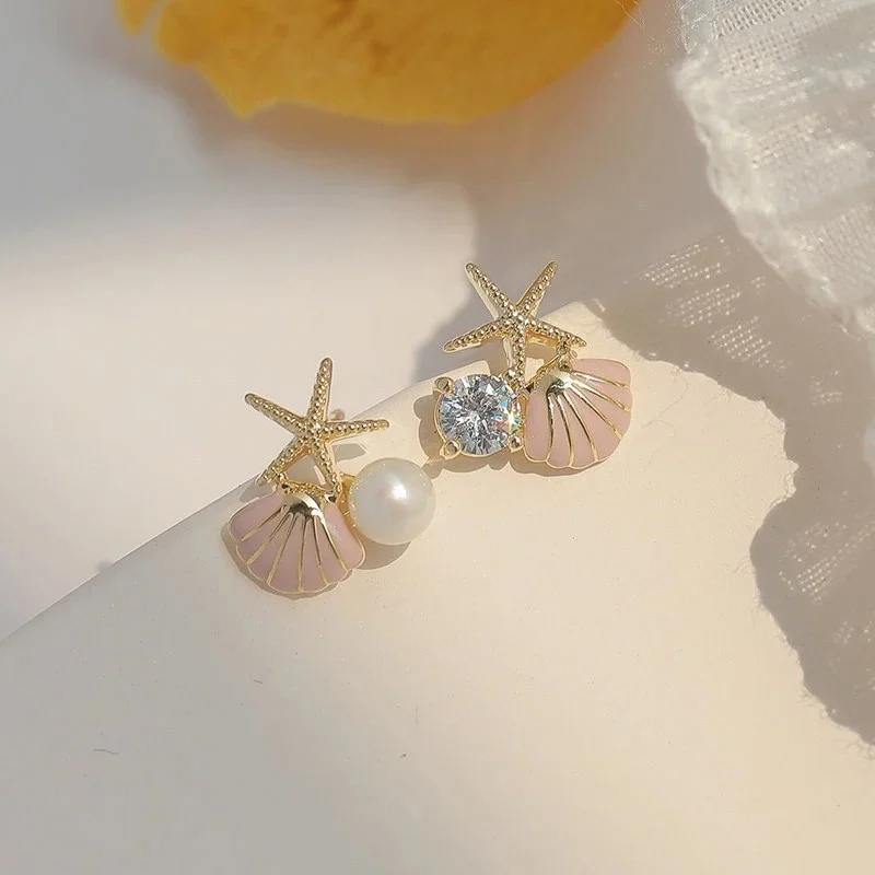Romantic Starfish Pearl Earrings