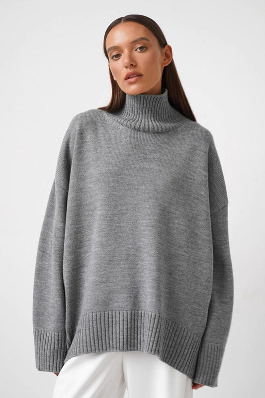 Color Turtleneck Knit Sweater