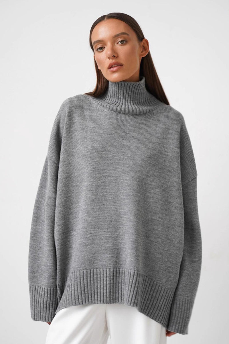 Color Turtleneck Knit Sweater