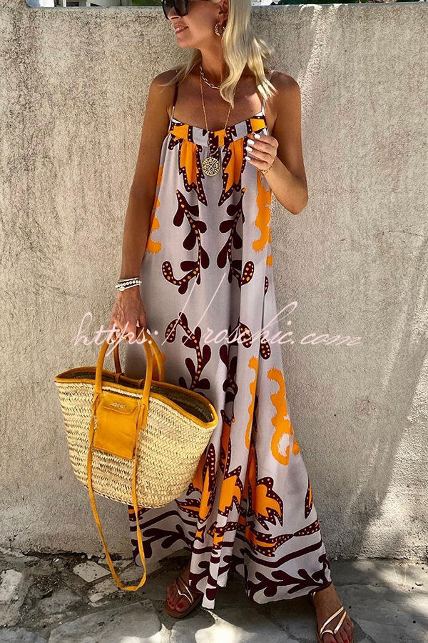 Sunday��s Color Palette Printed Loose Cami Maxi Dress