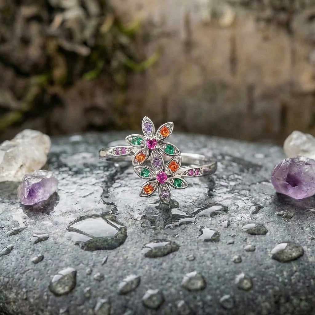 Elegant Double Flower Ring