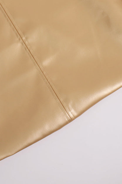 High Gloss Pu Leather Bodycon Slit Skirt