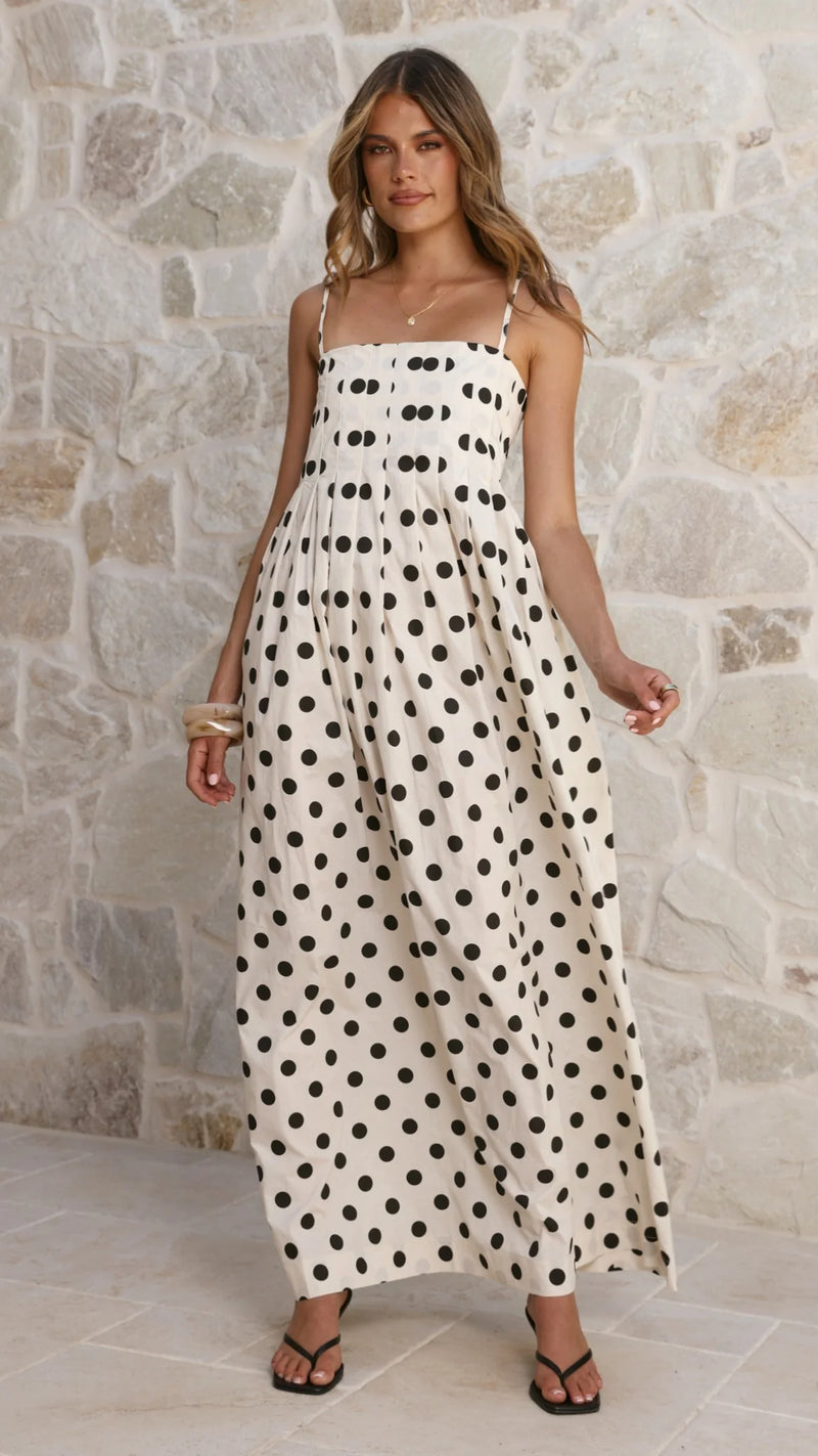 Felicity Maxi Dress - White/black Spot