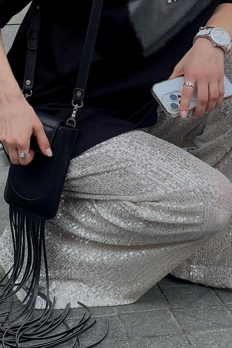 Sequin Wide Leg Loose Pants