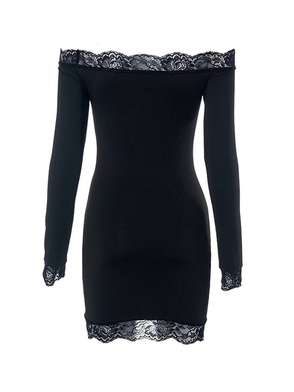Black Lace Bandeau Slim Mini Dress