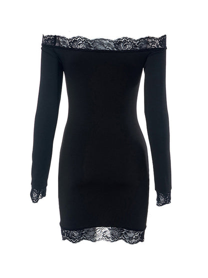 Black Lace Bandeau Slim Mini Dress