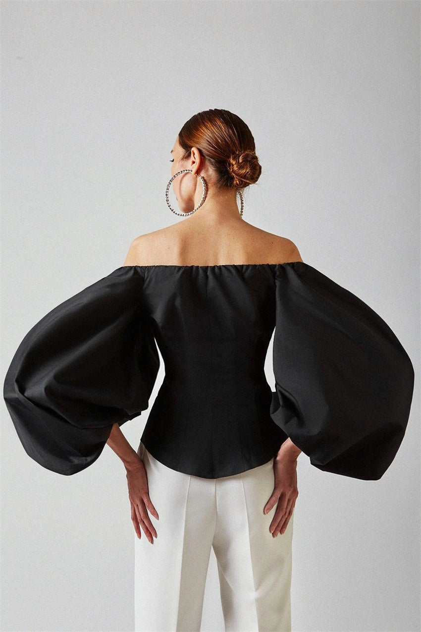 Puff Sleeve Cold Shoulder Blouse