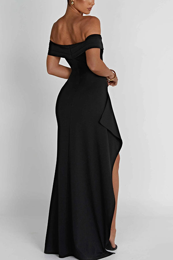 Lady Off Shoulder High Slit Maxi Dress
