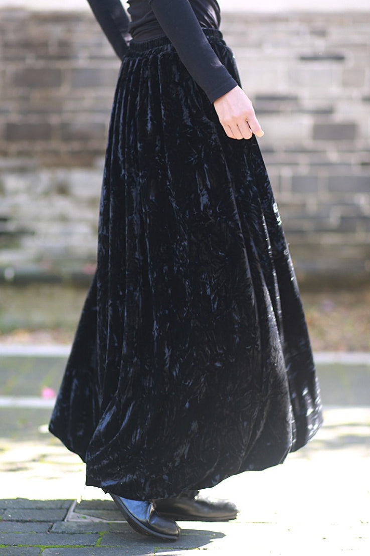 Velvet Tie Dye Swing Midi Skirt