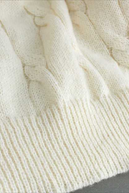 Color Long Sleeve Cable Knit Sweater Dress