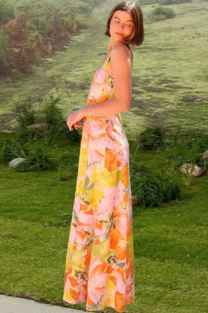 Print Sleeveless Holiday Flowy Maxi Dress