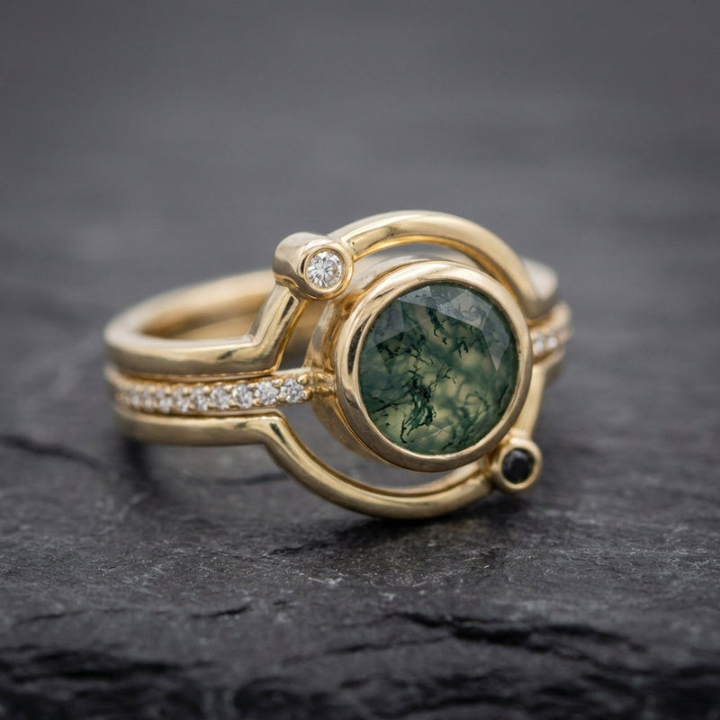 Vintage Blue Opal Golden Ring