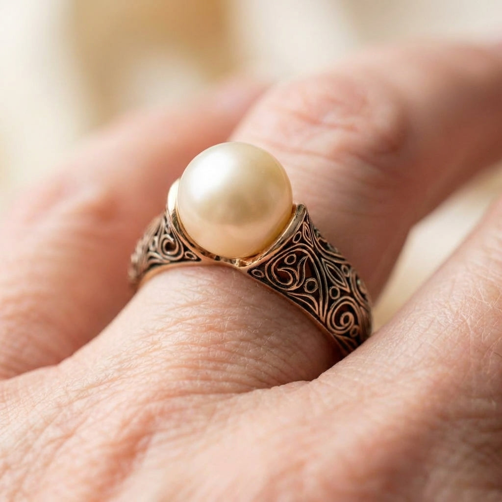 Vintage Gold Pearl Ring