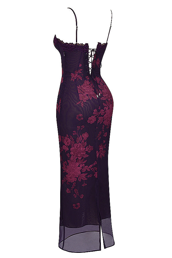 Aiza — Mesh Maxi Dress With Contoured Fit