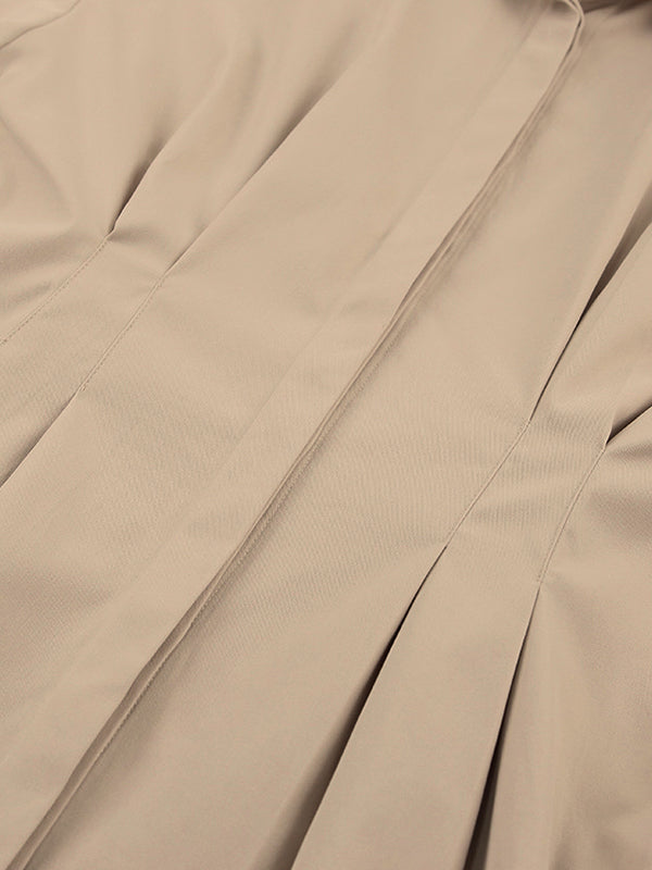 Fold Pleated Detail Shirt Long Sleeve Mini Dress