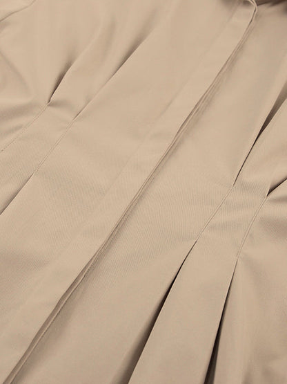 Fold Pleated Detail Shirt Long Sleeve Mini Dress